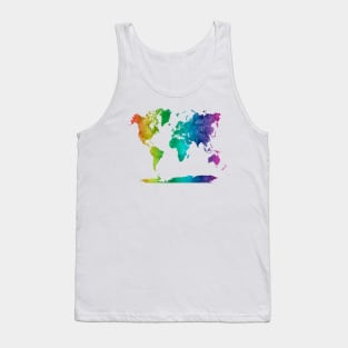 World Map in Watercolor Rainbow Tank Top